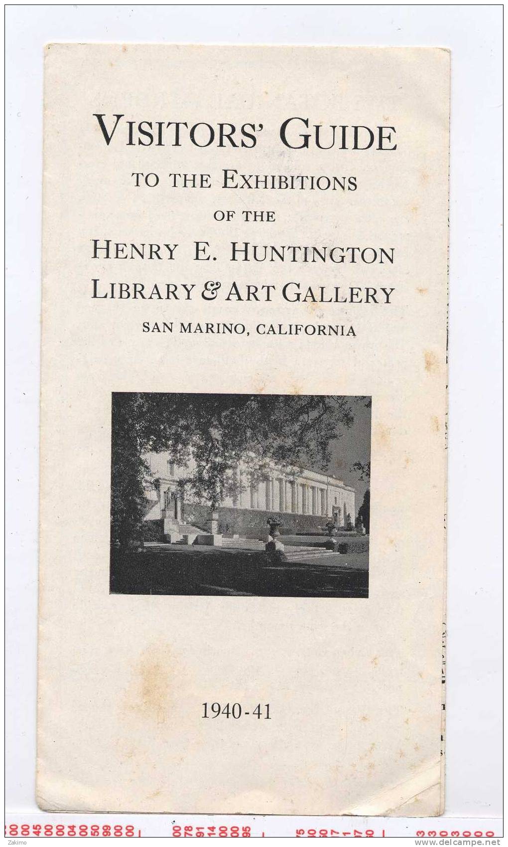 VISITORE GUIDE TO THE EXIHIBITION OF HENRY E.HUNTINGTON  LIBRARY  ART GALLERY -CLIFORNIA 1940-41-H1 - Europe