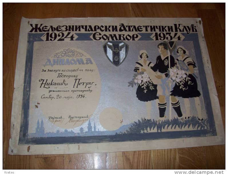 Diploma - Željezni&#263;arski Atleti&#269;ki Klub Sombor 1934 - Affiches