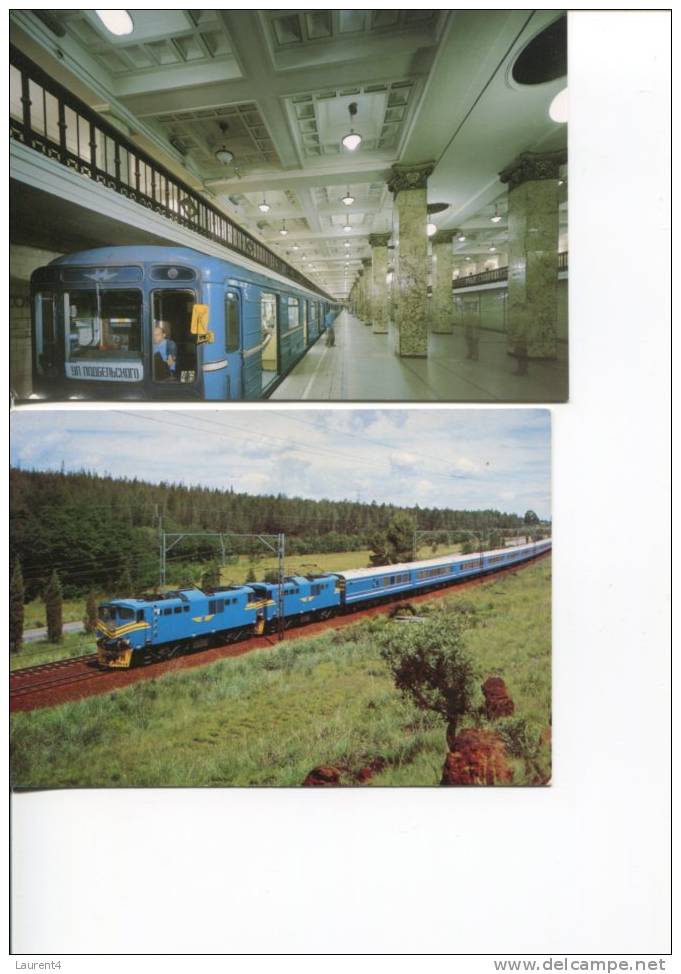 (0505) - 2 Underground & Train Postcard - 2 Carte De Metro Et Train - Metro