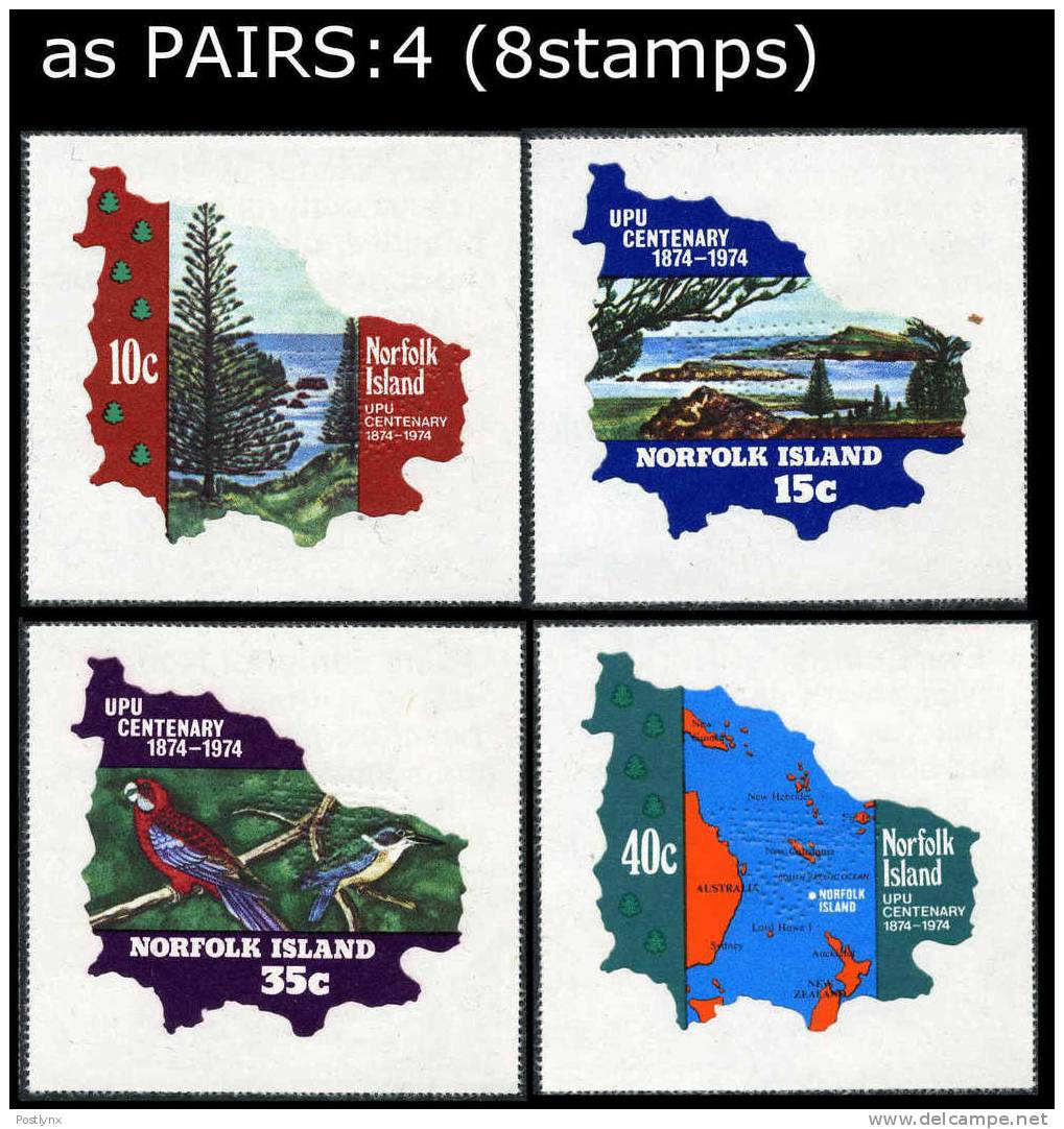 NORFOLK ISLAND 1974. UPU Perf.SPECIMEN PAIRS:4 (8 Stamps)    [muestra,Muster,spécimen,saggio] - U.P.U.