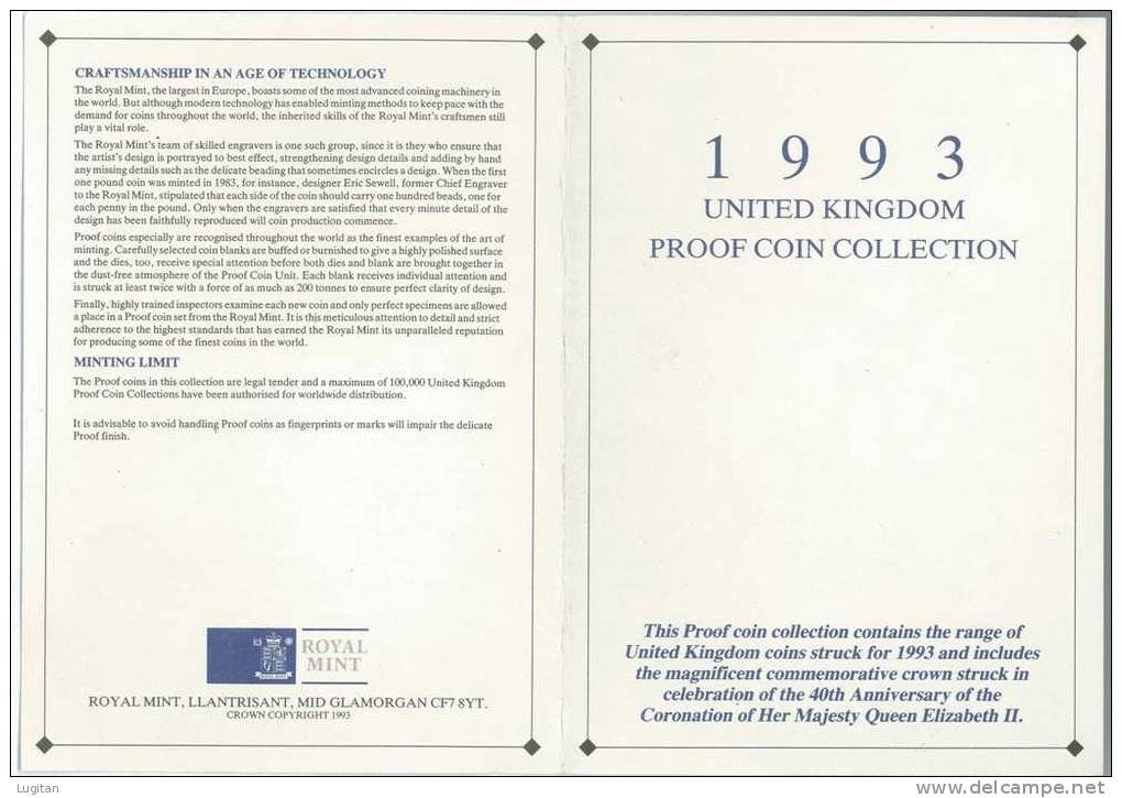 NUMISMATICA - 1993 United Kingdom Proof Coin Collection  - Numismatica - Serie Decimale - The New Crown - 8 Monete - Mint Sets & Proof Sets