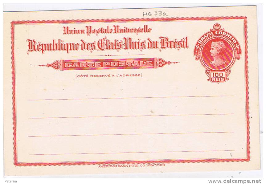 3484  Entero Postal, BRAZIL 100 Reis, Entier Postal, Brasil - Postal Stationery