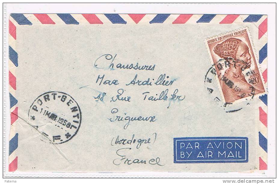 Carta, Aerea, PORT- BENTIL 1958 (Africa Ecuatorial) Afrika, Cover, Letter - Covers & Documents