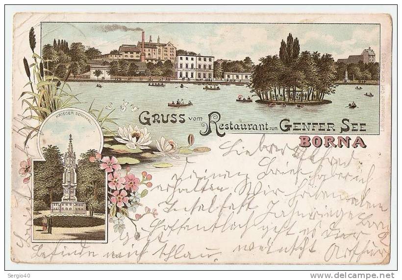 Gruss Aus Borna, Restaurant Zum Genfer See 1897. Litho AK - Deutschland Saxony  #536 - Borna