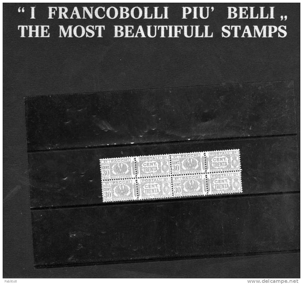 ITALY KINGDOM ITALIA REGNO 1927 PACCHI POSTALI AQUILA SABAUDA CON FASCI CENT.30 MNH QUARTINA - Postal Parcels