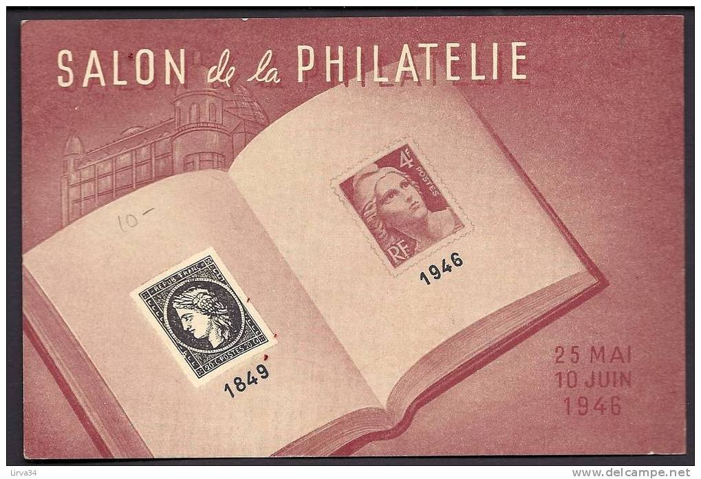 CARTE  ANCIENNE DE FRANCE- SALON DE LA PHILATELIE DE 1946- TRES BELLE FLAMME ILLUSTRÉE DE 1946 AU VERSO- VOIR SCAN - 1940-1949