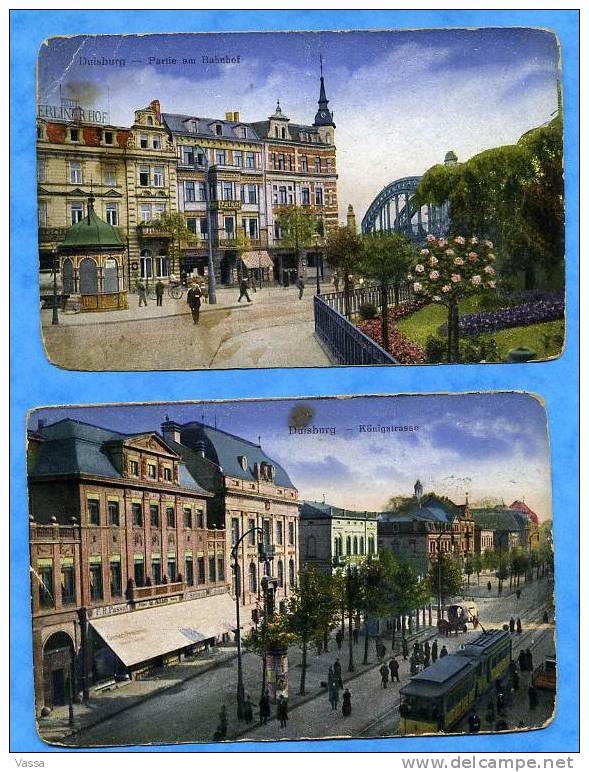 DUISBURG.  2 Colored Old Postcards . Train..GERMANY - Duisburg