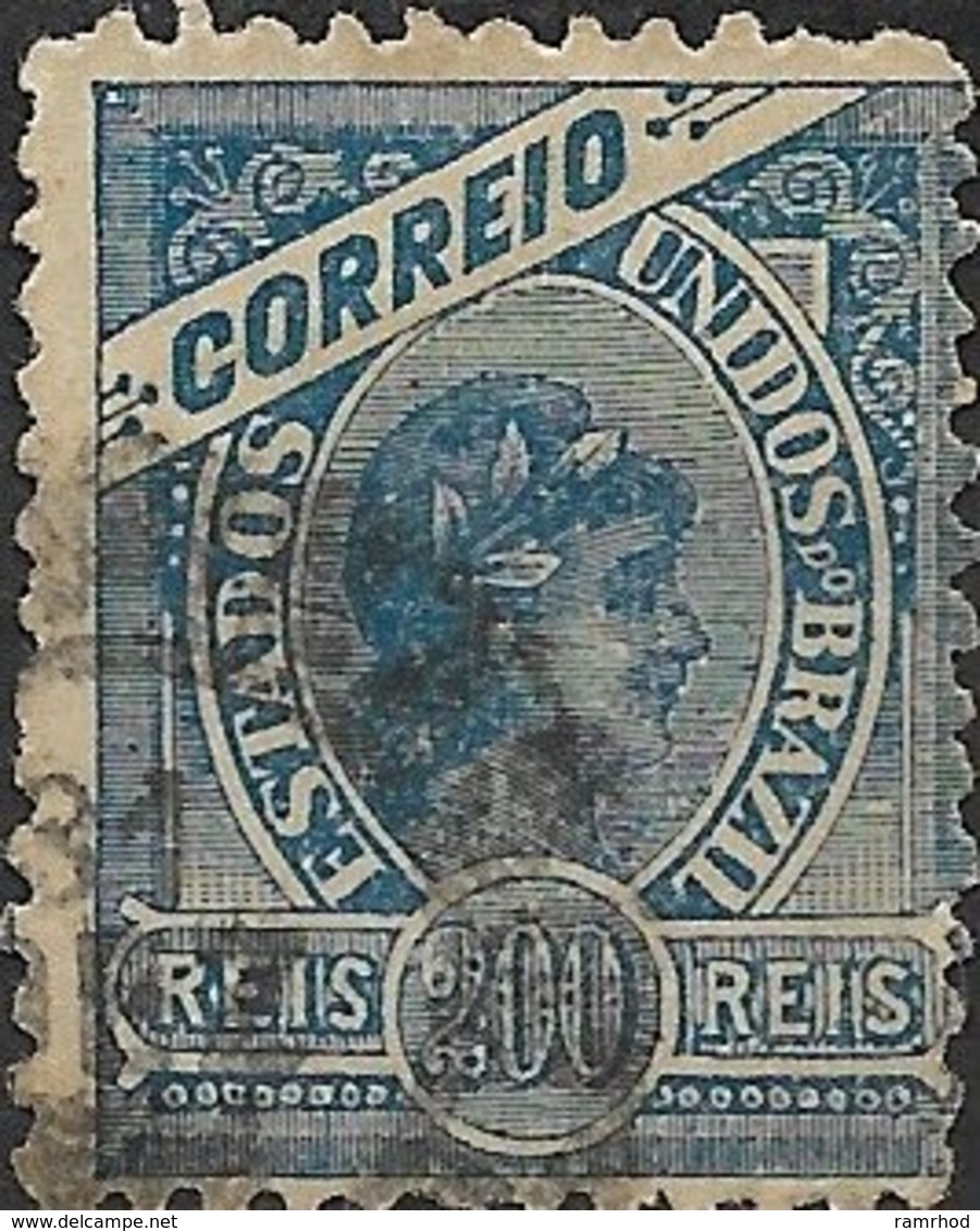 BRAZIL 1894 Liberty - 200r. - Blue  FU - Used Stamps