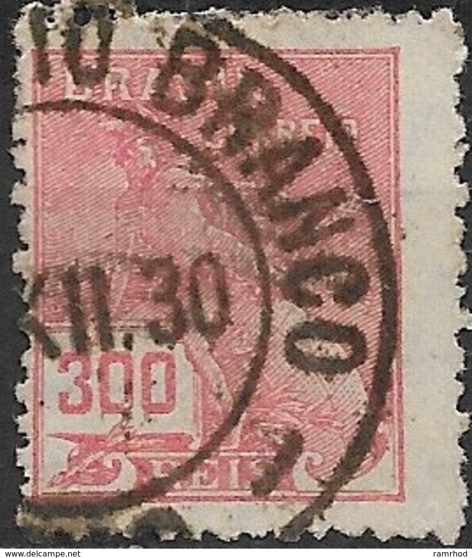 BRAZIL 1920 Mercury - 300r. - Red   FU - Used Stamps