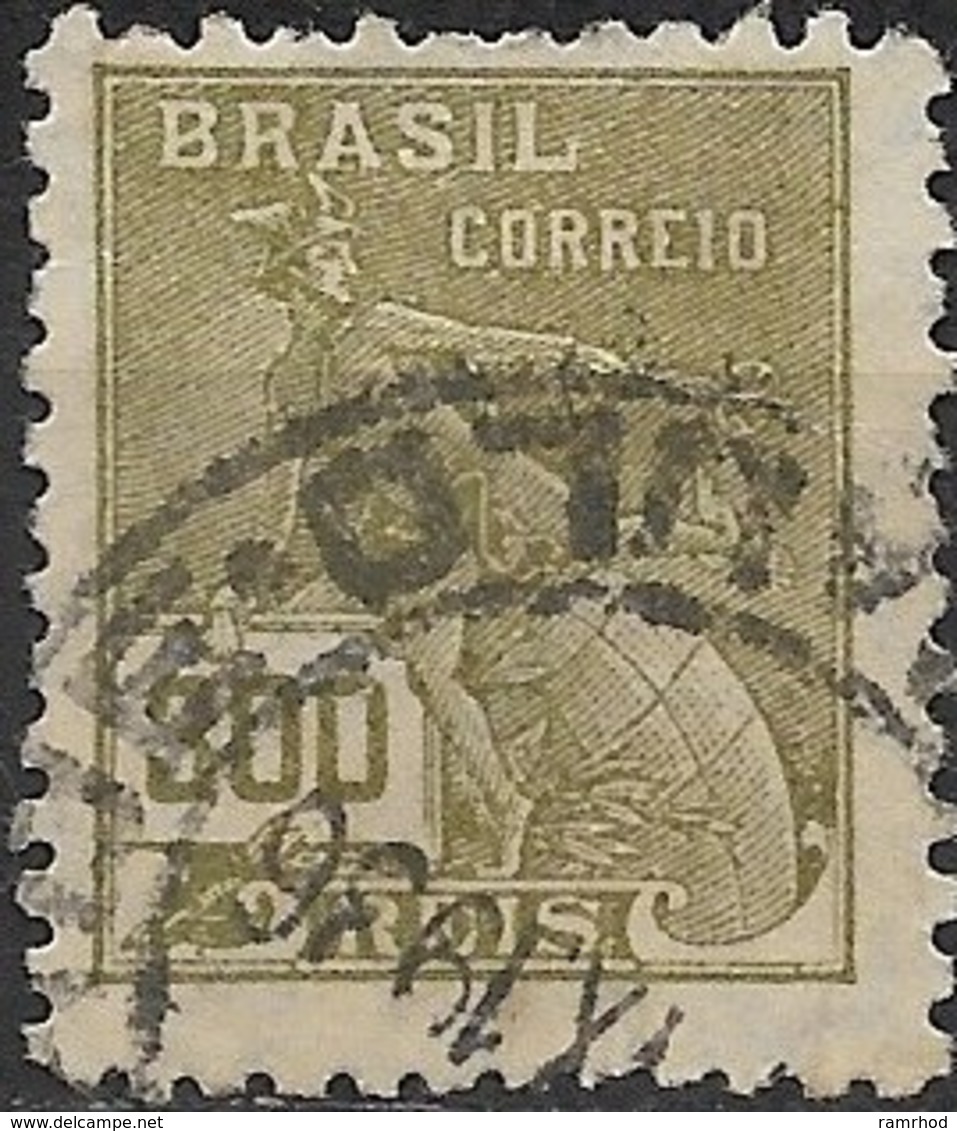 BRAZIL 1920 Mercury - 300r. - Green   FU - Used Stamps