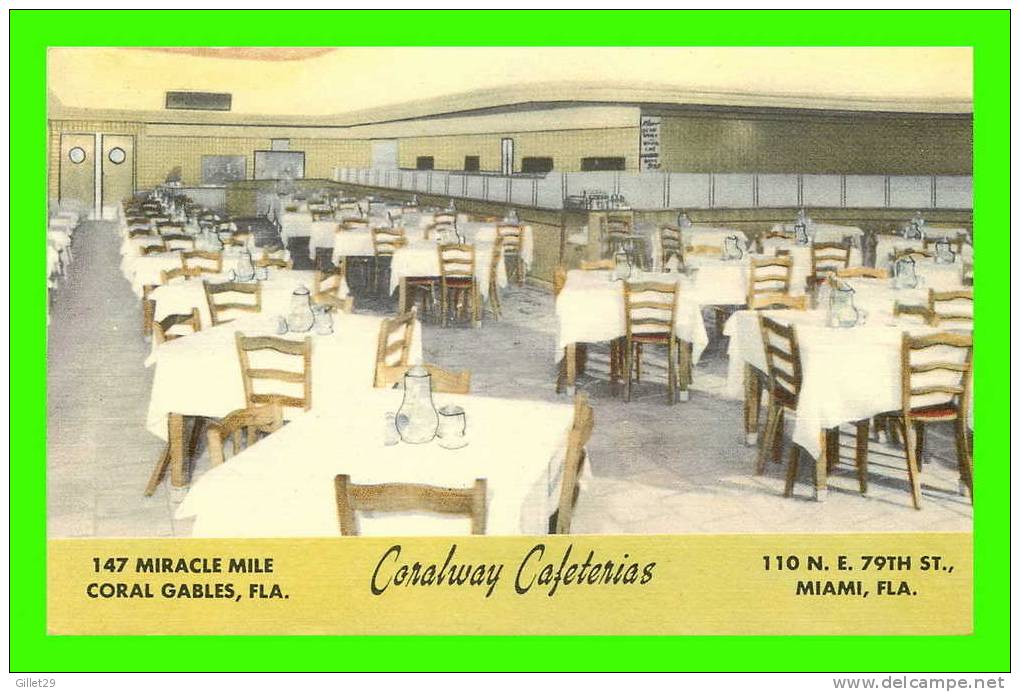 MIAMI, FL - CORALWAY CAFETERIAS - DINNER ROOM - - Miami