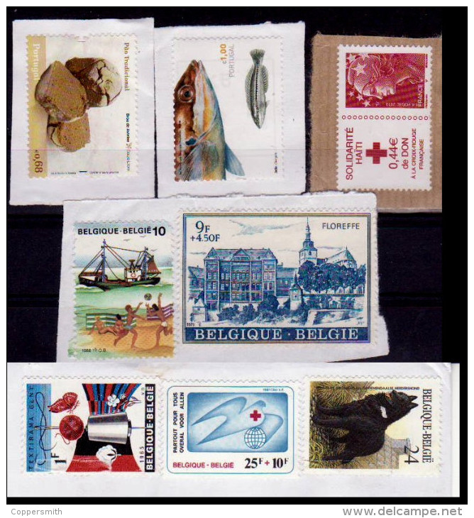 (004) Belgium / France / Portugal  Small Lot On Paper / No Gum / No Cancel   50% Face Value / Valeur Facial  (3,85 Eur) - Autres & Non Classés