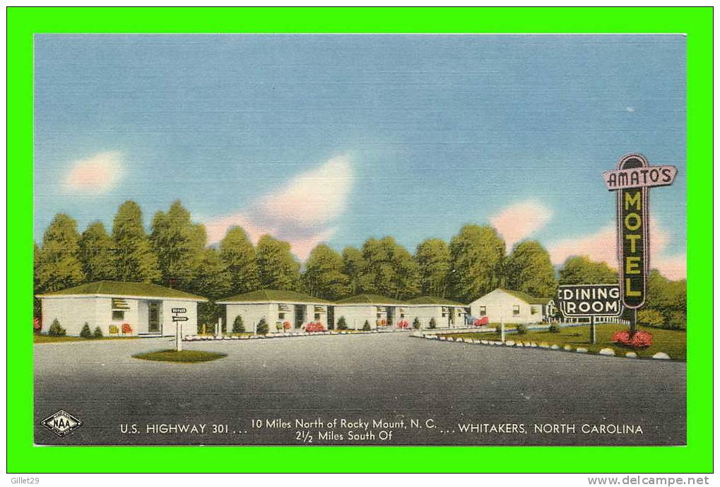 WHITAKERS, NC - AMATO´S MOTEL & RESTAURANT - - Andere & Zonder Classificatie