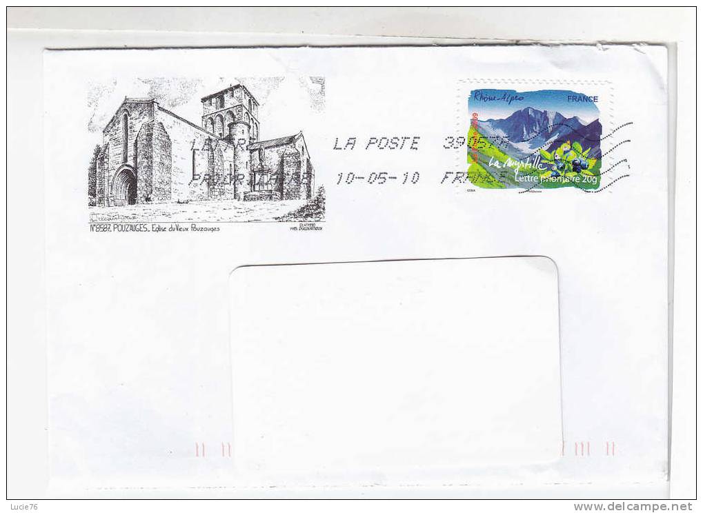 Geography - ENVELOPPE TIMBREE OBLITEREE - Illustration POUZANGES - Eglise  du Vieux Pouzanges - n° 8587