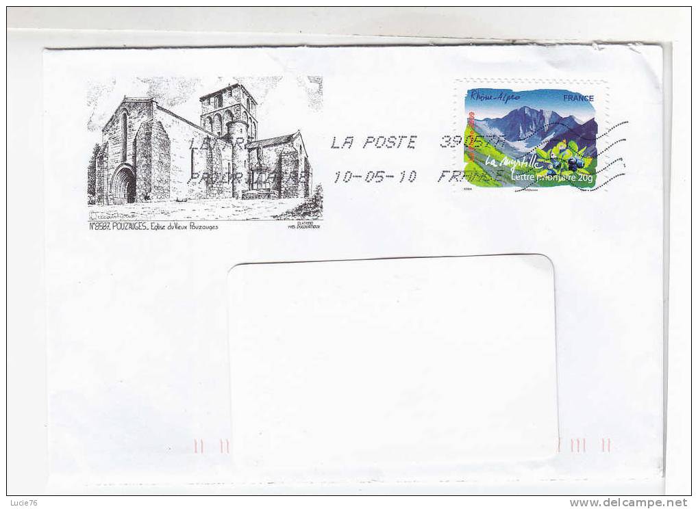 ENVELOPPE  TIMBREE  OBLITEREE  -   Illustration   POUZANGES -  Eglise Du Vieux Pouzanges  - N° 8587 - Géographie