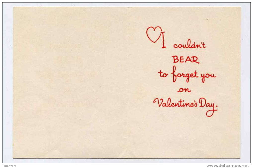 Lettre Carte Valentin's Day Bear OURS PELUCHE  Déclaration D´amour - Valentijnsdag