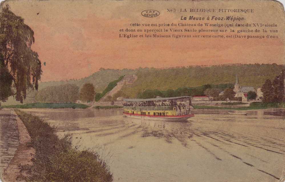 La Meuse à Fooz-Wépion : (Bateau). - Cpa No 3. - (V.P.F. Déposé). - Namur