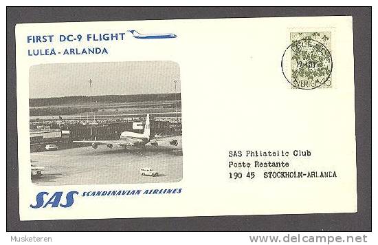 Sweden Airmail SAS First DC-9 Flight Luleå - Arlanda 1969 Card (Cz. Slania) - Usati