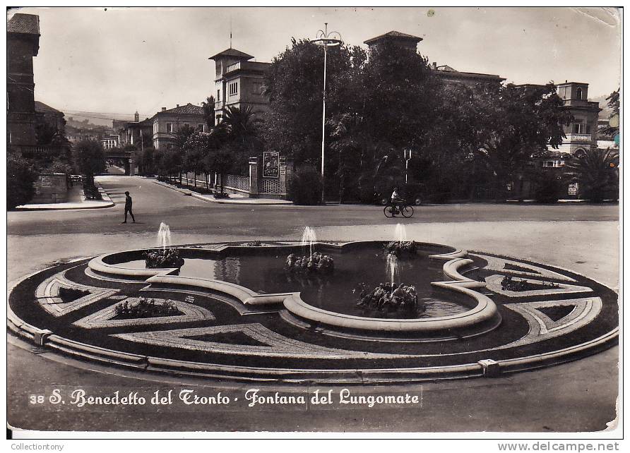 S. BENEDETTO DEL TRONTO - FONTANA DEL LUNGOMARE FG - LUCIDO - VIAGG. 19/03/1954 - Ascoli Piceno