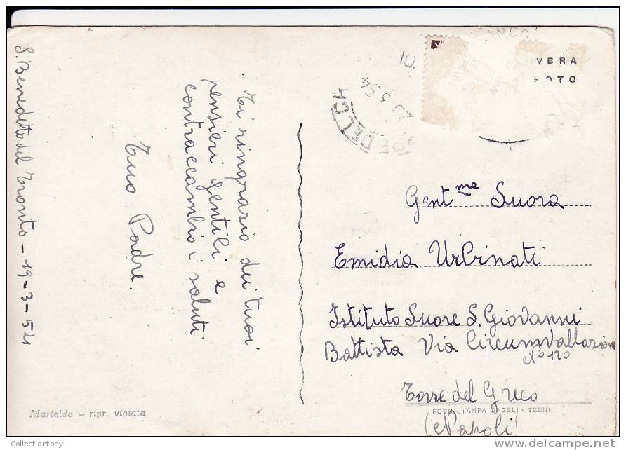 S. BENEDETTO DEL TRONTO - FONTANA DEL LUNGOMARE FG - LUCIDO - VIAGG. 19/03/1954 - Ascoli Piceno
