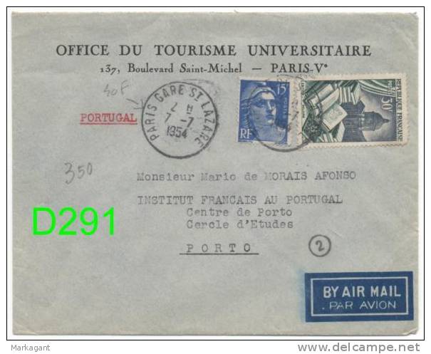 Yvert 886+971 Used To Portugal 7.7.1954 - Caixa #8 - 1945-54 Marianna Di Gandon