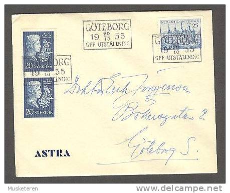 Sweden ASTRA GÖTEBORG GFF Utställning Exhibition 1955 Special Cancel Cover Vert Pair P.D.A. Atterbom - Covers & Documents