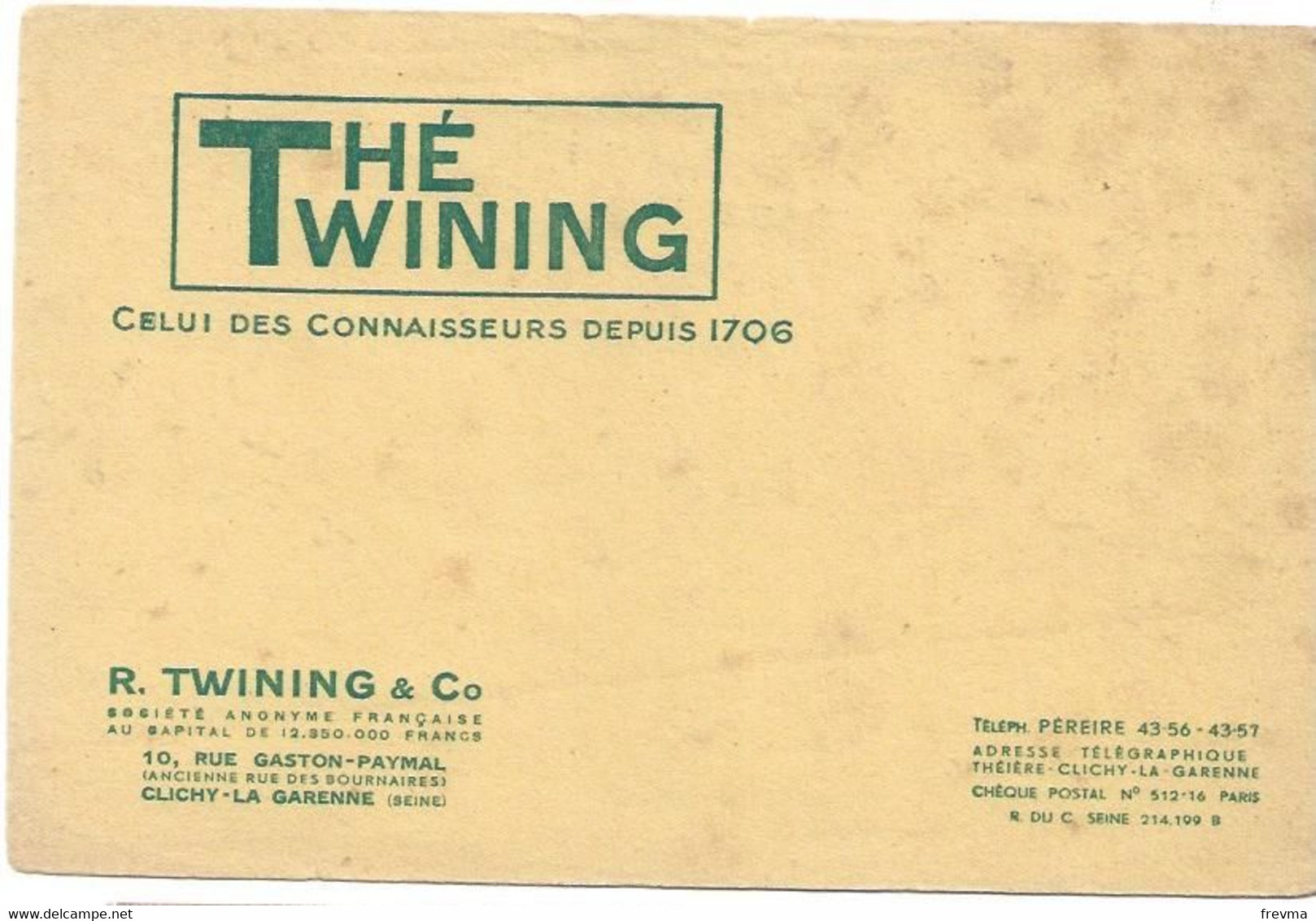 Buvard The Twining - Café & Thé