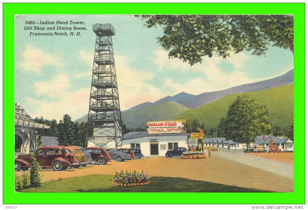 FRANCONIA NOTCH, NH - INDIAN HEAD TOWER GIFT SHOP & DINING ROOM - ANIMATED OLD CARS - - White Mountains