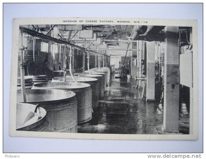 Monroe Wi     Interior Cheese Factory     1938 Cancel - Andere & Zonder Classificatie