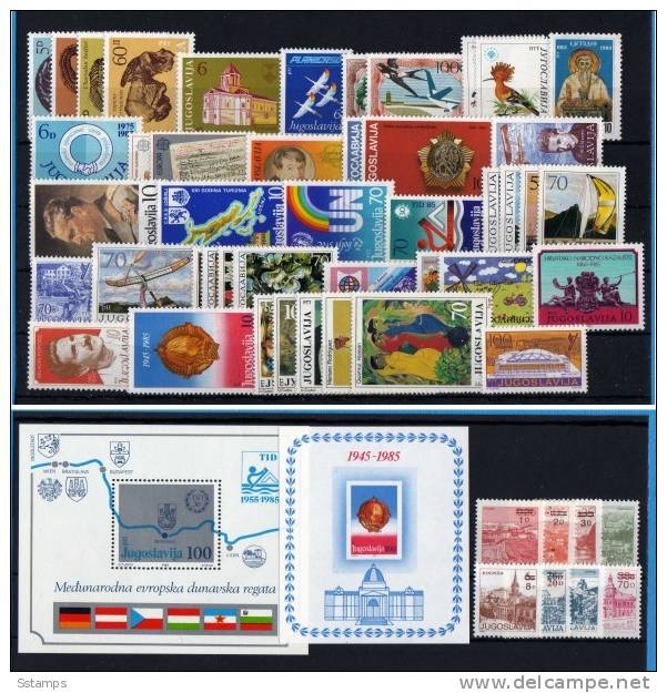 1985  JUGOSLAVIA Full Year STAMPS PLUS SOUVENIRSHEETS BASE MICHEL NEVER HINGED - Années Complètes