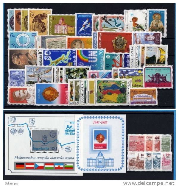 1985  JUGOSLAVIA Full Year STAMPS PLUS SOUVENIRSHEETS BASE MICHEL NEVER HINGED - Komplette Jahrgänge