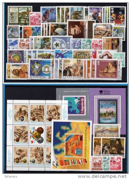 1988  JUGOSLAVIA Full Year STAMPS PLUS SOUVENIRSHEETS BASE MICHEL NEVER HINGED - Años Completos