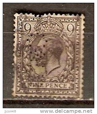 GB 1912-24  KGV  9d (o) SG.390 (wmk Royal Cypher) Perfin - Gezähnt (perforiert)