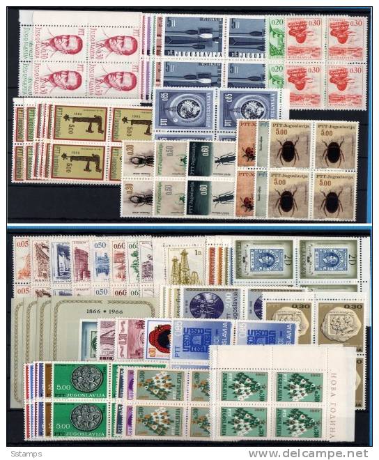 1966  JUGOSLAVIA Full Year 4 X STAMPS PLUS SOUVENIRSHEETS BASE MICHEL NEVER HINGED - Annate Complete