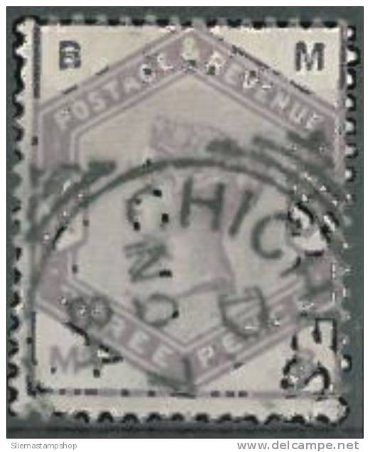 GREAT BRITAIN - 1883/84 QUEEN VICTORIA 3d Lilac - V1969 - Oblitérés