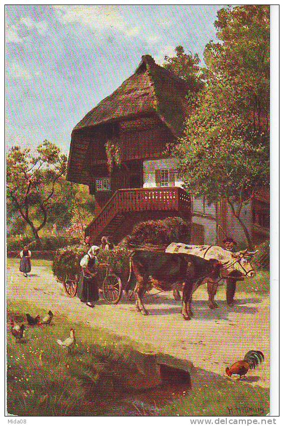 SCENES CHAMPETRES . LA FERME Par HOFFMANN. GRUNFUTTER EINFUHR. - Hoffmann, Anton - Munich