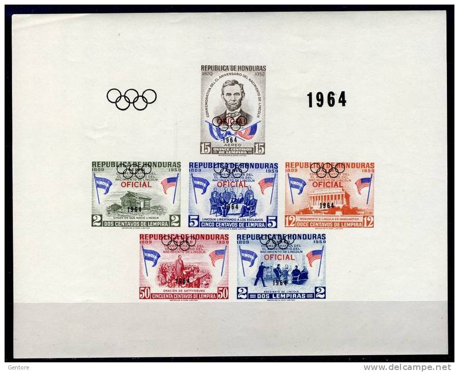 1964 HONDURAS Tokyo Olympic Games Block Yvert Cat. N° 7 Absolutely Perfect MNH ** - Honduras