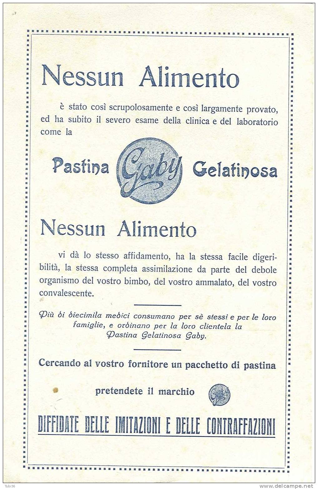 GABY - PASTA GELATINOSA - FOGLIO  CARTA ASSORBENTE  PUBBLICITARIA  CM. 23 X 15 - Alimentare