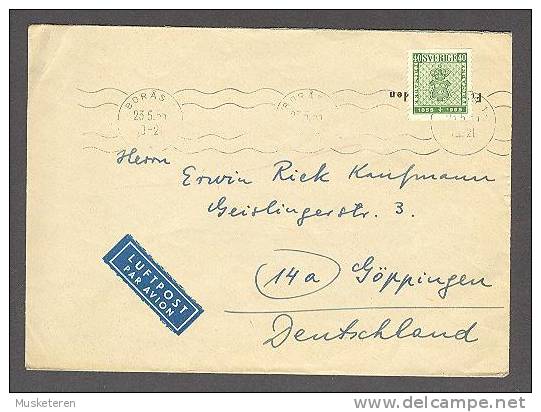 Sweden Airmail Luftpost Par Avion Laber BORÅS 1955 TMS Cancel Cover To Göttingen Deutschland Germany Allemagne - Lettres & Documents