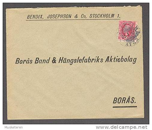 Sweden Bendix, Josephson & Co, Stockholm Commercial Cover Deluxe Cancel STOCKHOLM 2 AFG. II 1907 King Oscar II. To Borås - Briefe U. Dokumente