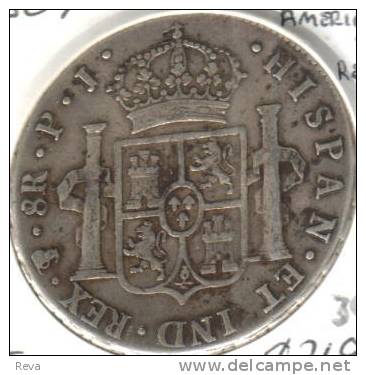 BOLIVIA SPAIN  8 REALS EMBLEM FRONT  CAROLUS IIII BACK  POTOSI MINT 1807 AG SILVER KM? READ DESCRIPTION CAREFULLY !!! - Bolivia