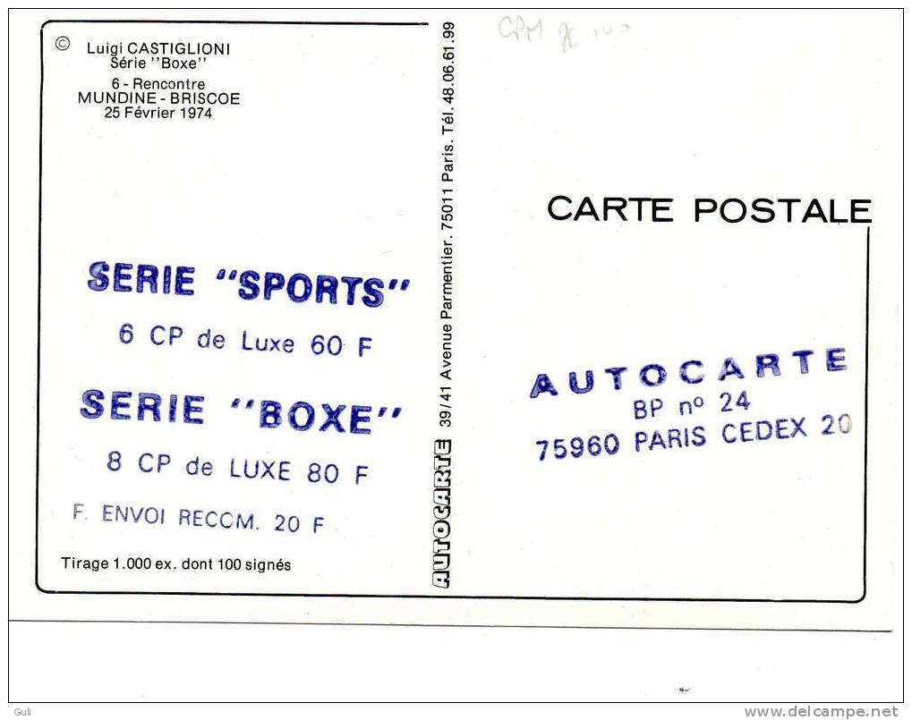 Sports-Sport-Luigi Castiglioni Série " BOXE "(2) Rencontre MUNDINE-BRISCOE 25 Février 1974 Palais Des Sports - PRIX FIXE - Boxing