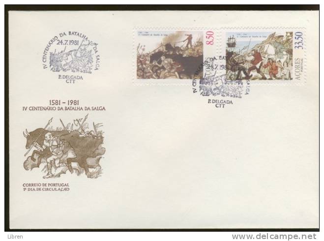 ACORES, AZOREN 1981 YV FDC 332-333 BATTLE OF SALGA. BLANC. VERY FINE QUALITY. - Azores