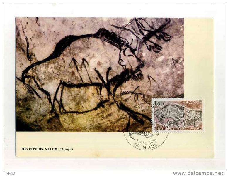 - FRANCE . FDC GROTTE DE NIAUX . CACHET 1ER JOUR NIAUX 7/7/79 - Préhistoire