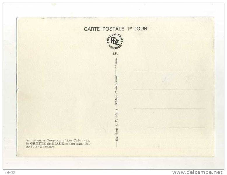 - FRANCE . FDC GROTTE DE NIAUX . CACHET 1ER JOUR NIAUX 7/7/79 - Préhistoire