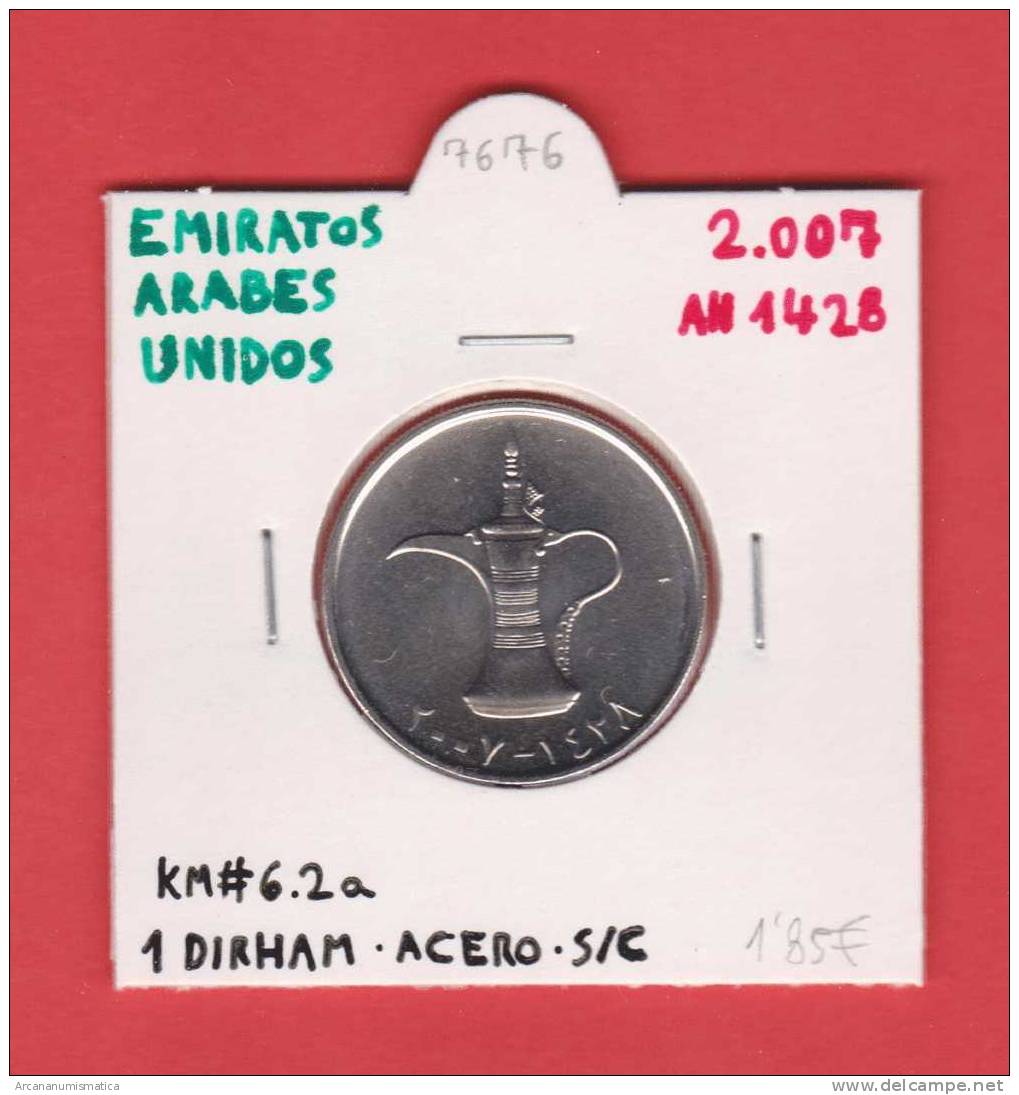 EMIRATOS  ARABES  UNIDOS  1 DIRHAM   ACERO   2.007   AH1428   KM#6.2A  SC/UNC   DL-7676 - Ver. Arab. Emirate