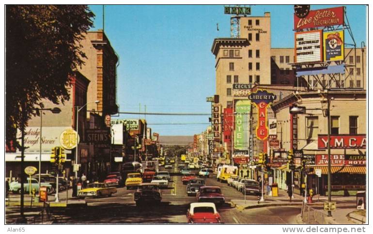 Route 66 As Central Ave In Albuquerque NM, Taxi Autos Great Business Signs, On C1960 Vintage Postcard - Ruta ''66' (Route)