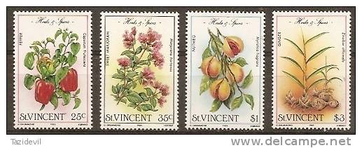 ST VINCENT - 1985 Flowers, Herbs And Spices. Scott 829-32. MNH ** - St.Vincent (1979-...)