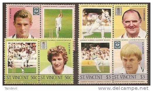 ST VINCENT - 1985 Cricket Players. Scott 795-8. MNH ** - St.Vincent (1979-...)