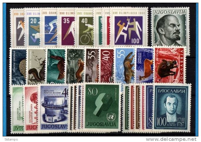 1960  JUGOSLAVIA Full Year STAMPS  BASE MICHEL NEVER HINGED - Annate Complete